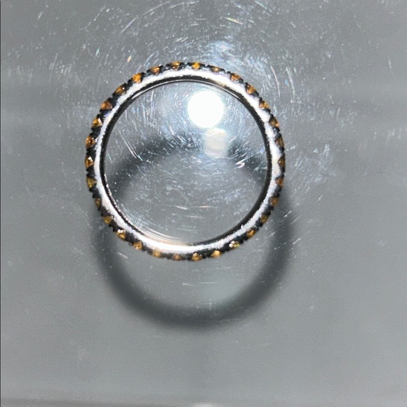 NWOT Genuine Citrine Gemstone Sterling Silver Eternity Band Ring Bohemian Boho